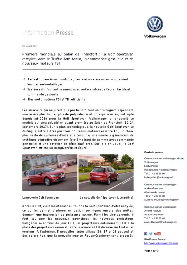 170821Premiere mondiale au Salon de Francfort la Golf Sportsvan restylee avec Traffic Jam Assist la commande gestuelle et de nouveaux moteurs TSI-pdf