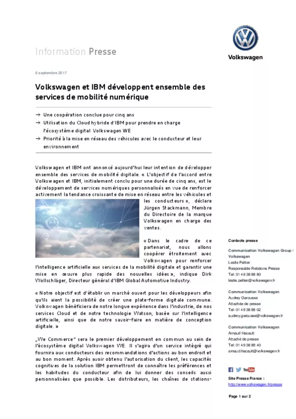 170906Volkswagen et IBM dveloppent ensemble des services de mobilite numerique-pdf