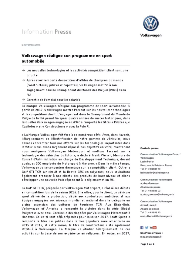 161102Volkswagen realigne son programme en sport automobile-pdf