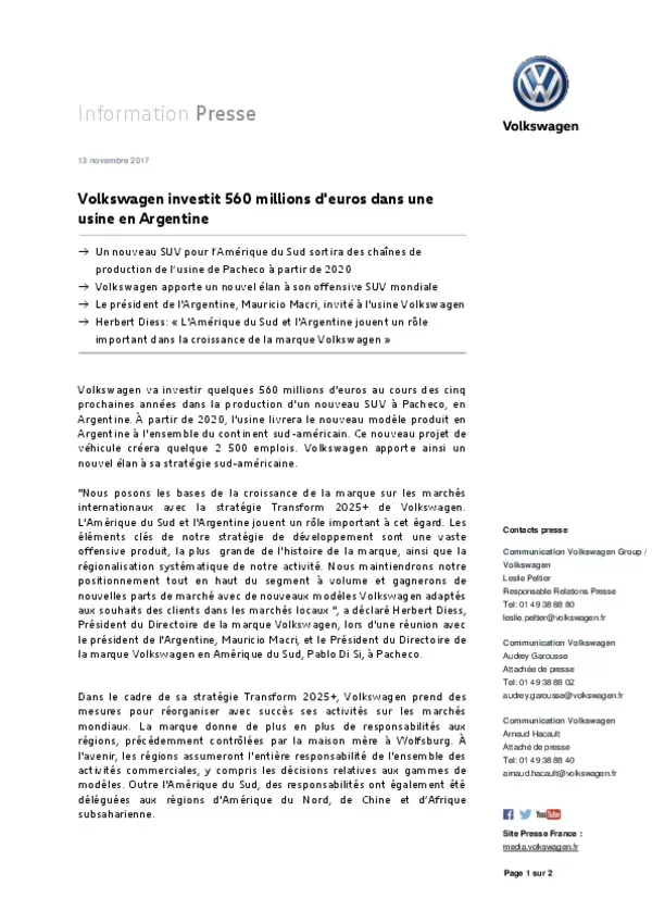 171113Volkswagen investit 560 millions deuros dans une usine en Argentine-pdf
