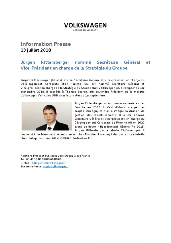 180713Jrgen Rittersberger nomme Secretaire General et Vice-President en charge de la Strategie du Groupe-pdf