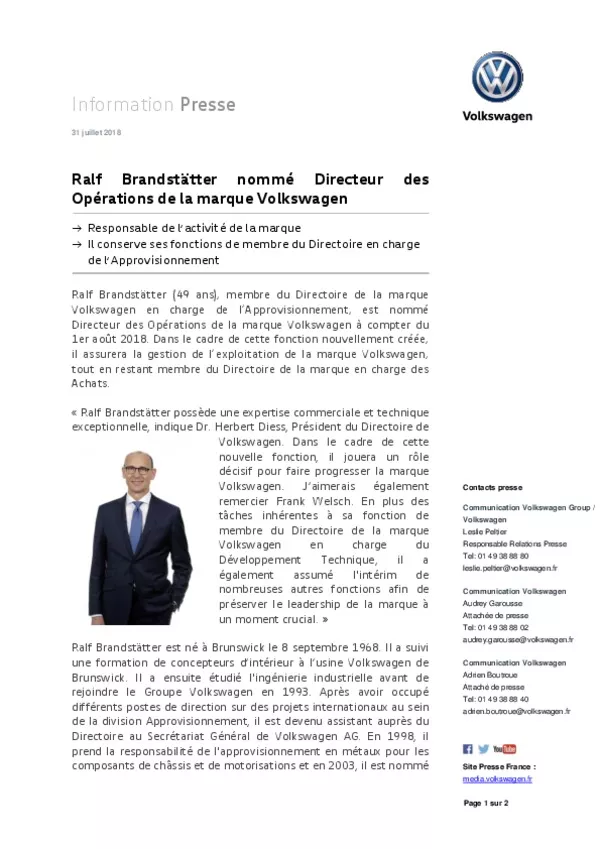 180731Ralf Brandstatter nomme Directeur des Operations de la marque Volkswagen-pdf