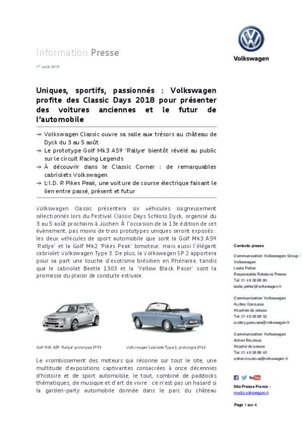 180801Uniques sportifs passionnes  Volkswagen profite des Classic Days 2018 pour presenter des voitures anciennes et le futur de lautomobile-pdf