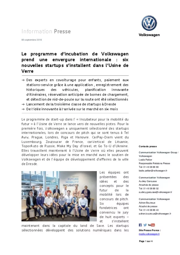 180906Le programme dincubation de Volkswagen prend une envergure internationale  six nouvelles startups sinstallent dans la Glaserne Manufaktur-pdf
