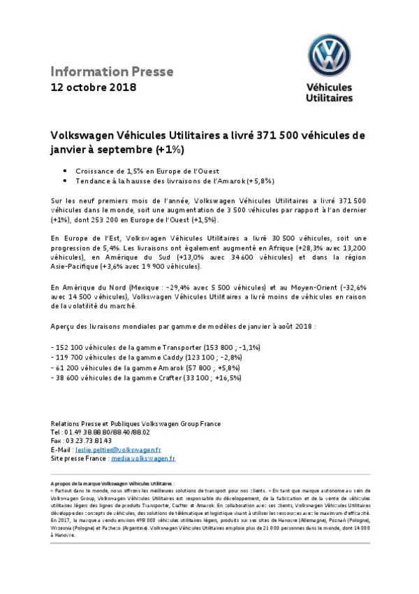 181012Volkswagen Vehicules Utilitaires a livre 371 500 vehicules de janvier a septembre 1-pdf