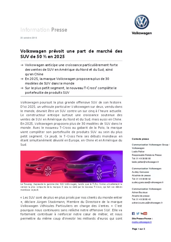 181025Volkswagen prevoit une part de marche des SUV de 50  en 2025-pdf