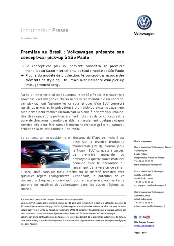 181831Premiere au Bresil Volkswagen presente son concept-car pick-up pionnier a Sao Paulo-pdf