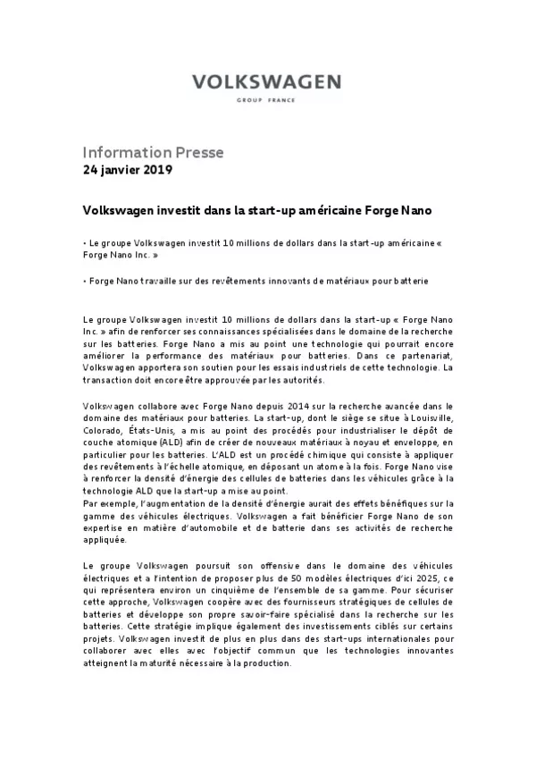 2019 01 24Volkswagen investit dans la start-up americaine Forge Nano 2 2-pdf