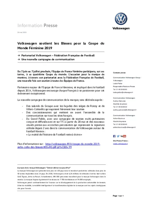 29052019Volkswagen soutient les Bleues pour la Coupe du Monde Feminine 2019-pdf