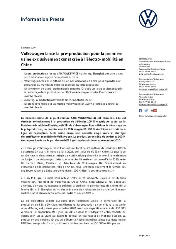 191108 Volkswagen lance la pre-production pour la premiere usine exclusivement consacree a lelectro-mobilite en Chine-pdf
