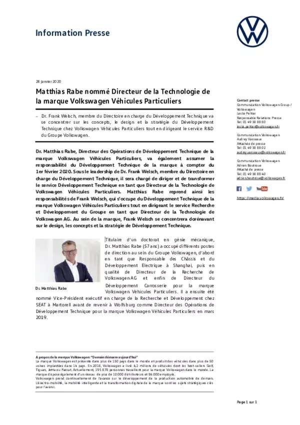 200128 Matthias Rabe nomme Directeur de la Technologie de la marque Volkswagen Vehicules Particuliers 3-pdf