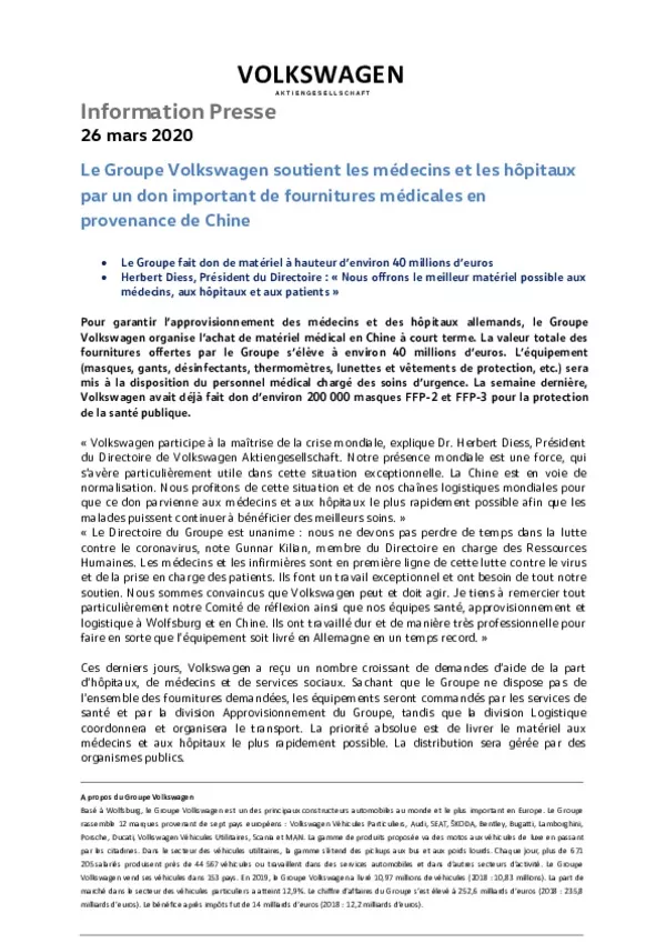 200326Le Groupe Volkswagen soutient les medecins et les hopitaux par un don important de fournitures medicales en provenance de Chine-pdf