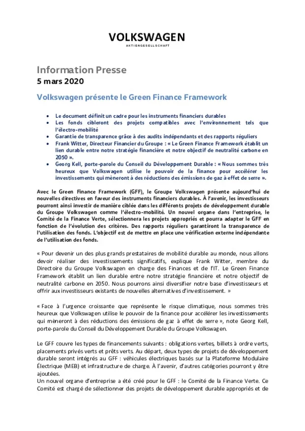 200305Volkswagen presente le Green Finance Framework -pdf