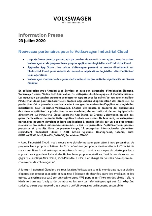 200723Nouveaux partenaires pour le Volkswagen Industrial Cloud -pdf