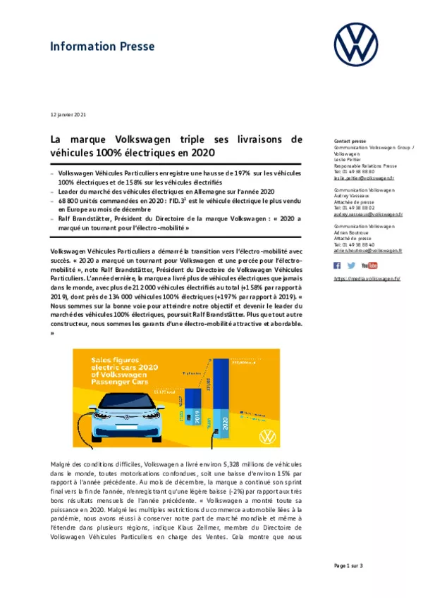 210112La marque Volkswagen triple les livraisons de vehicules 100 electriques en 2020-pdf