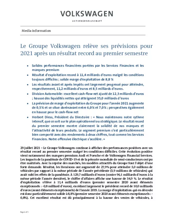 210729Le Groupe Volkswagen releve ses previsions pour 2021 apres un resultat record au premier semestre-pdf