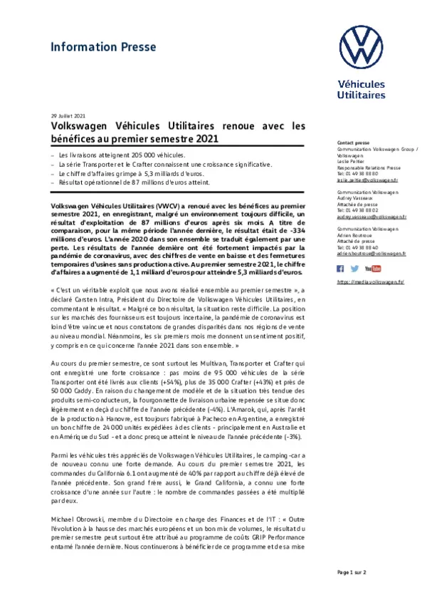 210729Volkswagen vehicules utilitaires renoue avec les benefices au premier semestre 2021-pdf