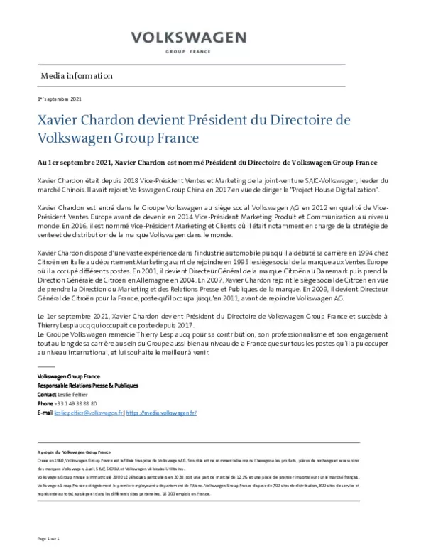 210901Xavier Chardon devient President du Directoire de Volkswagen Group France-pdf