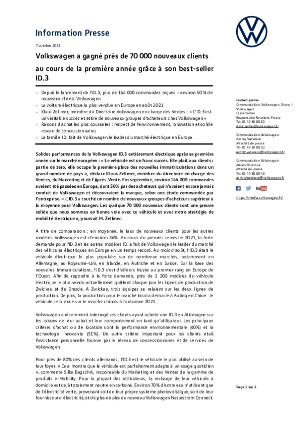 211007Volkswagen gagne quelque 70 000 nouveaux clients avec la best-seller ID-3 la premiere annee-pdf