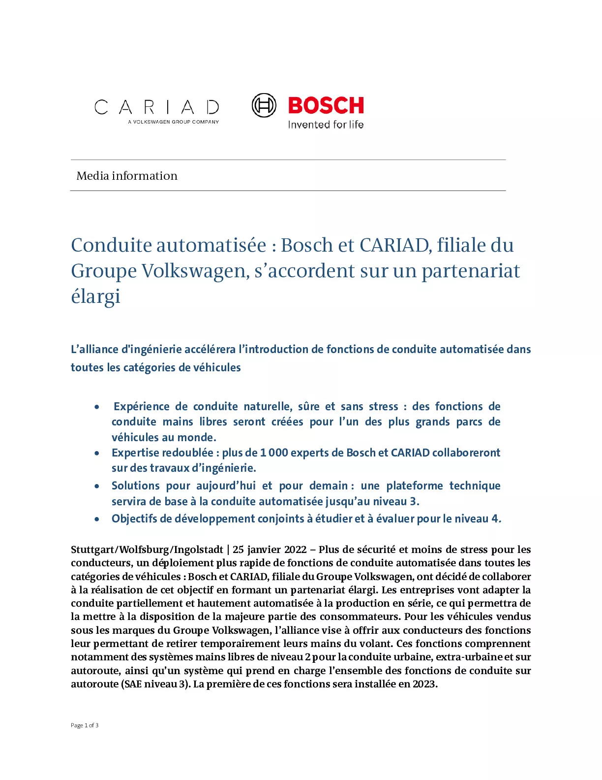 22_01_25_Conduite automatisée Bosch et CARIAD filiale du Groupe Volkswagen saccordent sur un partenariat élargi 002-pdf