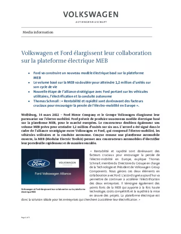 2022-03-14 - Volkswagen et Ford elargissent leur collaboration sur la plateforme electrique MEB-pdf