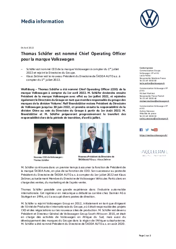 220404Thomas Schafer est nomme Chief Operating Officer pour la marque Volkswagen -pdf