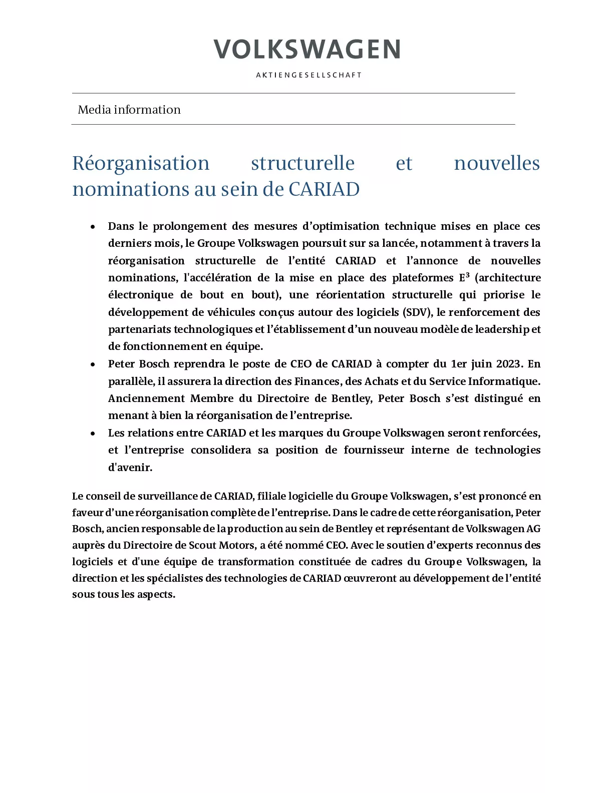 Réorganisation structurelle et nouvelles nominations au sein de CARIAD-pdf