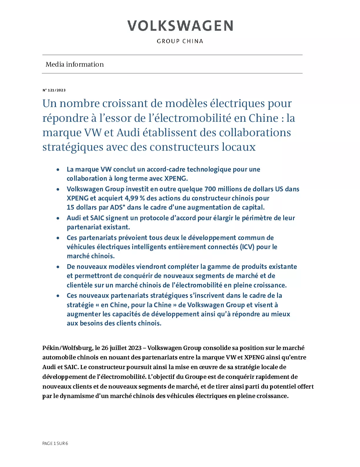 Le fabricant chinois de véhicules électriques Xpeng déclare que son  vice-président a été suspendu pour une enquête liée à la corruption -  10/10/2023