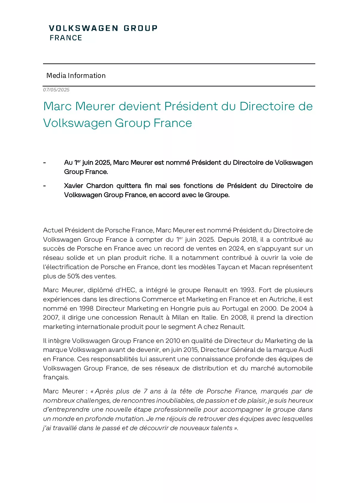 Communiqué de presse