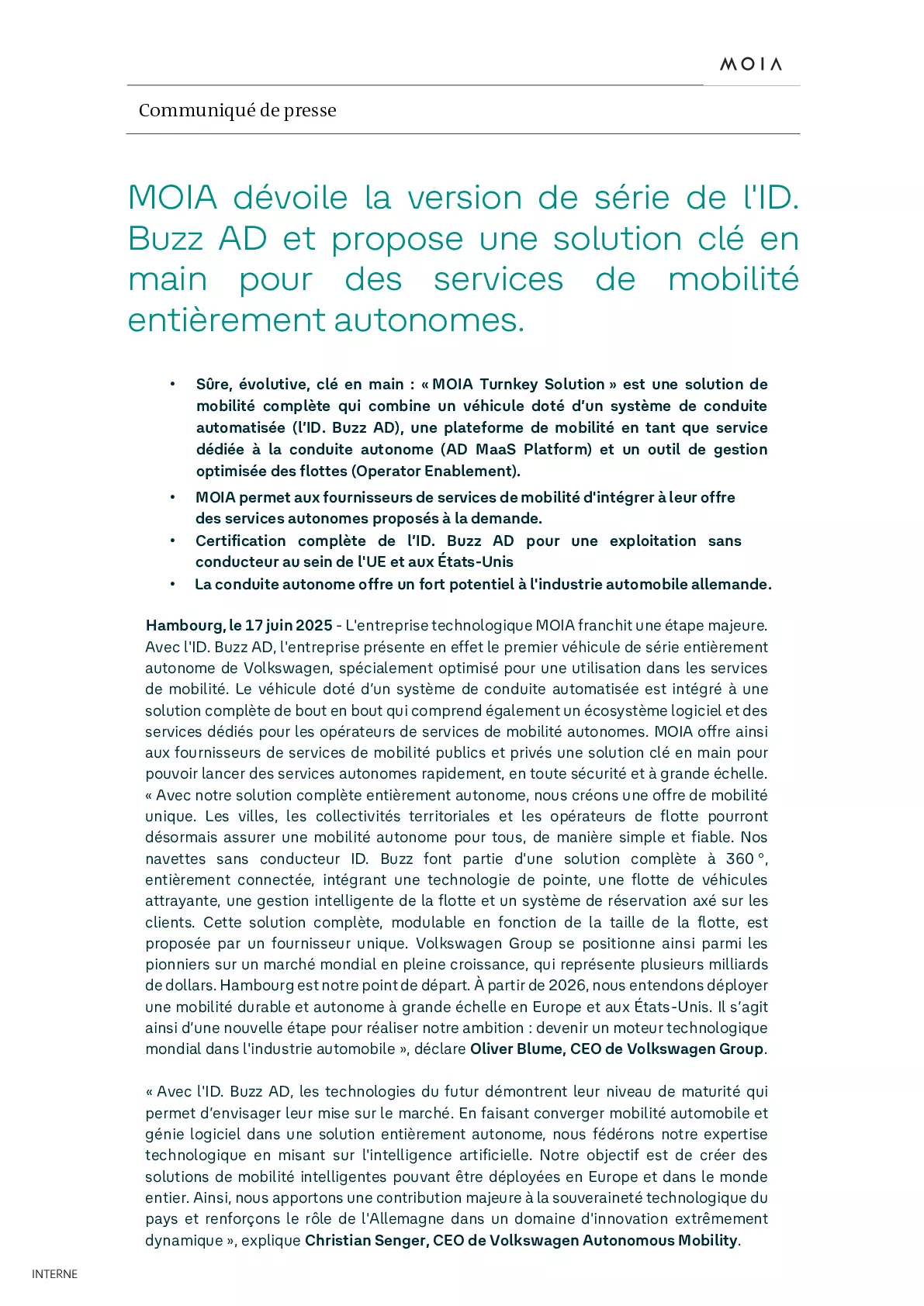 Communiqué de presse