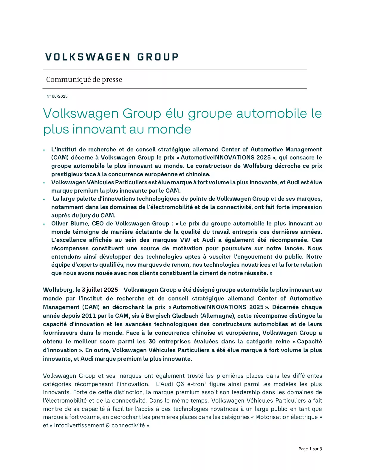 Communiqué de presse